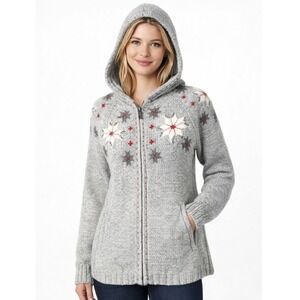 Eddie‎ Bauer Collectibles 2008 Lambswool Snowflake Zip Hoodie M Nordic Holiday
